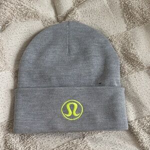 lululemon athletica Gray Beanie with Yellow Logo